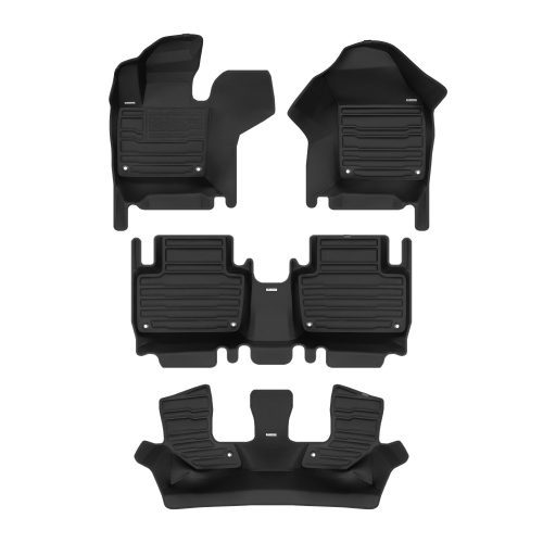 A set of black TuxMat car floor mats for Volvo XC90 models.