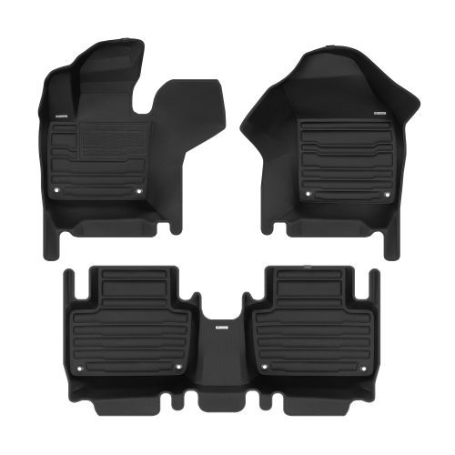 A set of black TuxMat car floor mats for Volvo XC90 models.