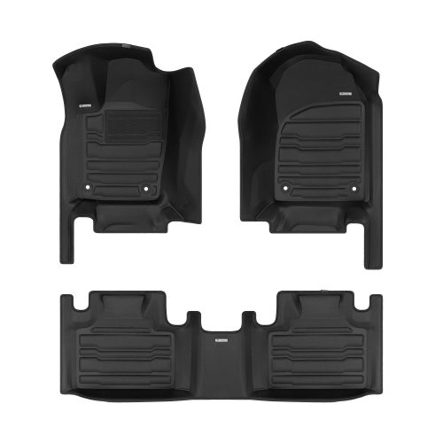 A set of black TuxMat car floor mats for Dodge Durango models.