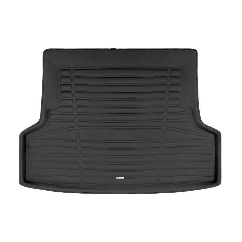 A set of black TuxMat trunk mats for Subaru WRX models.