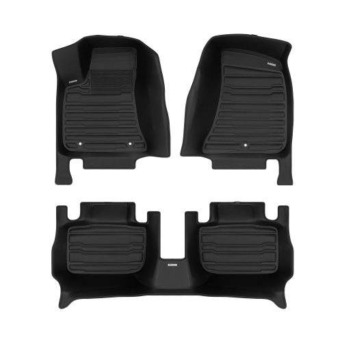 A set of black TuxMat car floor mats for Chrysler 300 models.