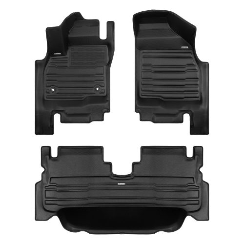 A set of black TuxMat car floor mats for Chevrolet Bolt EV models.