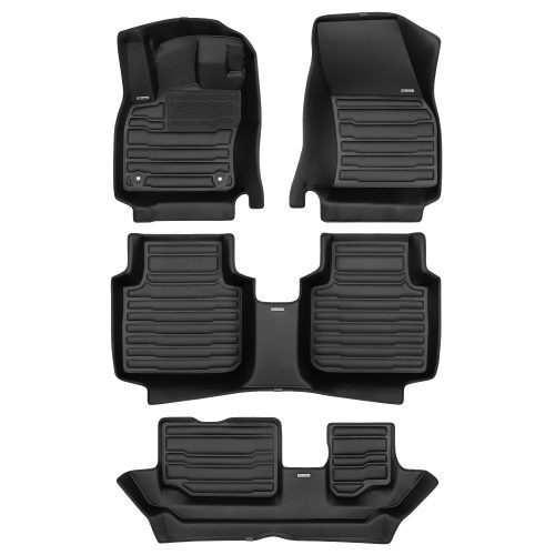 A set of black TuxMat car floor mats for Volkswagen Tiguan models.