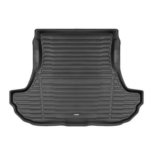 A set of black TuxMat trunk mats for Dodge Challenger models.