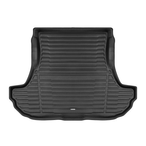 A set of black TuxMat trunk mats for Dodge Challenger models.