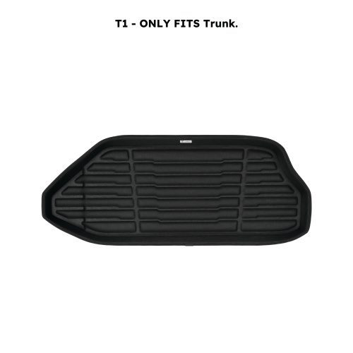 A set of black TuxMat car trunk mats for Porsche Cayman models.