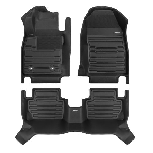 A set of black TuxMat car floor mats for Ford EcoSport models.