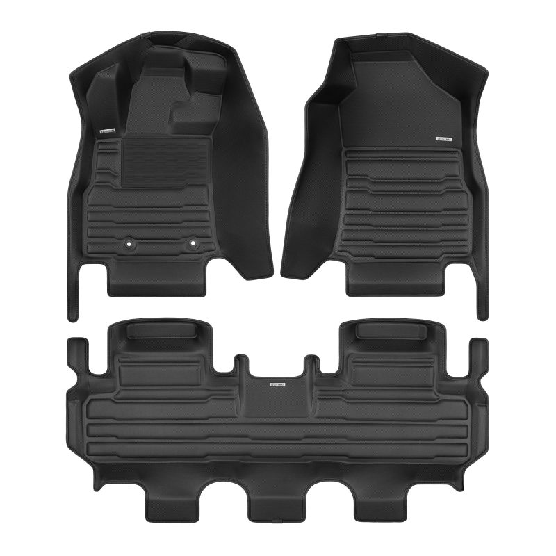 A set of black TuxMat car floor mats for Subaru Ascent models.