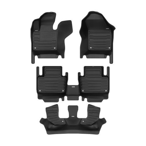 A set of black TuxMat car floor mats for Volvo XC90 Recharge models.