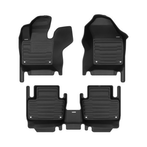 A set of black TuxMat car floor mats for Volvo XC90 Recharge models.