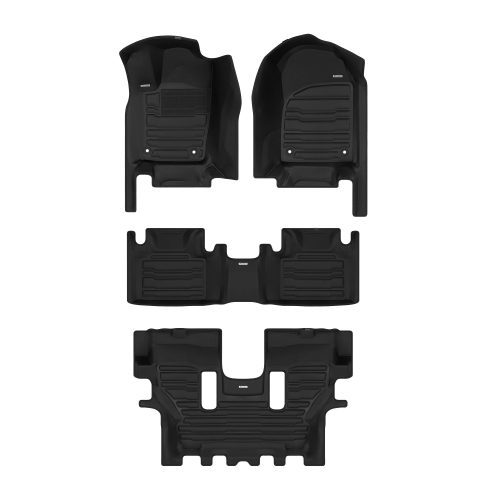 A set of black TuxMat car floor mats for Dodge Durango models.