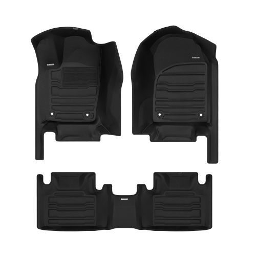 A set of black TuxMat car floor mats for Dodge Durango models.