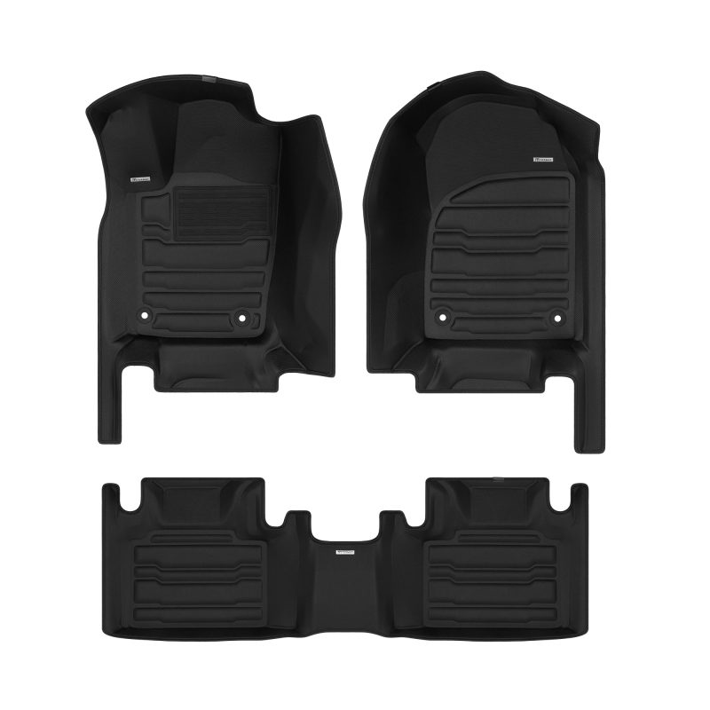 A set of black TuxMat car floor mats for Dodge Durango models.