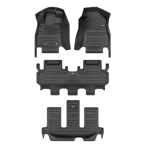 A set of black TuxMat car floor mats for Subaru Ascent models.