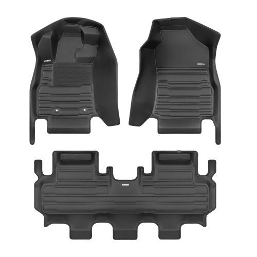  A set of black TuxMat car floor mats for Subaru Ascent models.