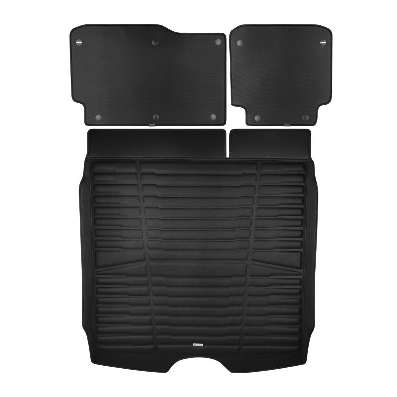 A set of black TuxMat trunk mats for Honda Passport models.