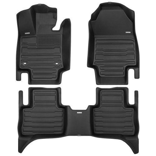 A set of black TuxMat car floor mats for Toyota RAV4 models.