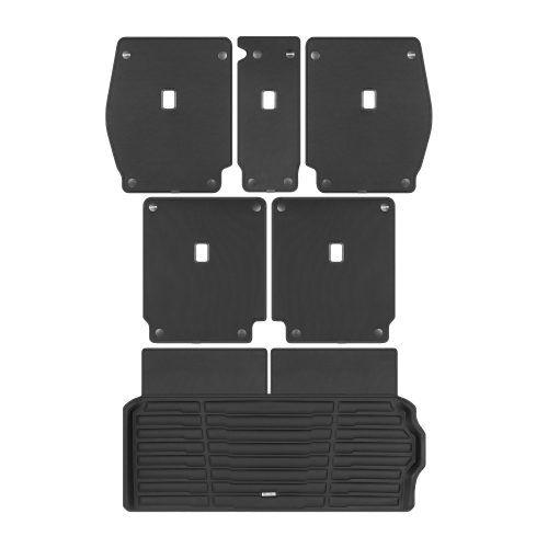 A set of black TuxMat trunk mats for BMW X7 models.