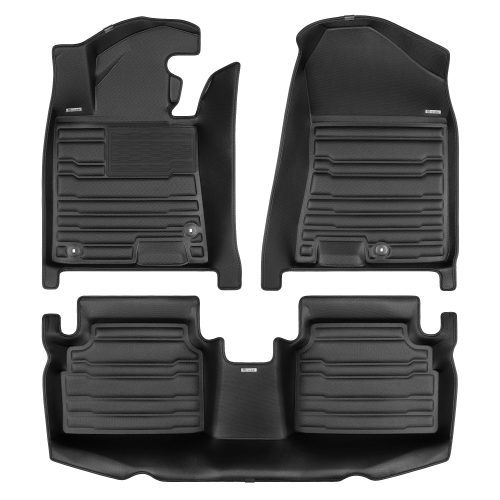 A set of black TuxMat car floor mats for Kia K5 models.