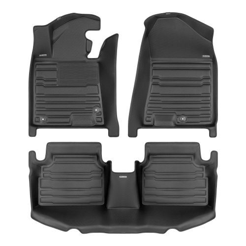 A set of black TuxMat car floor mats for Hyundai Sonata models.