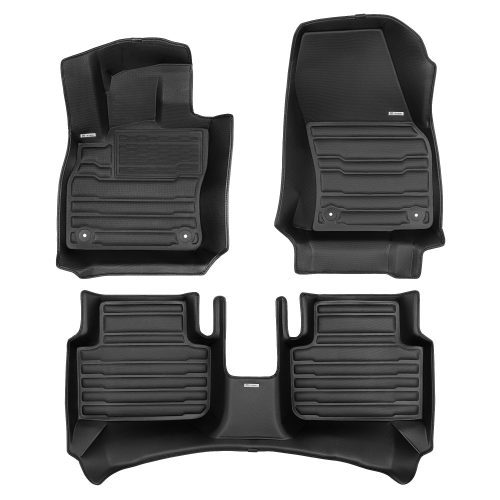 A set of black TuxMat car floor mats for Audi Q3 models.