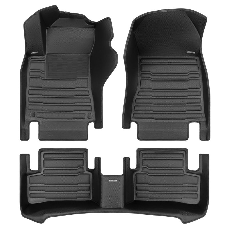 A set of black TuxMat car floor mats for Mercedes-Benz A-Class models.