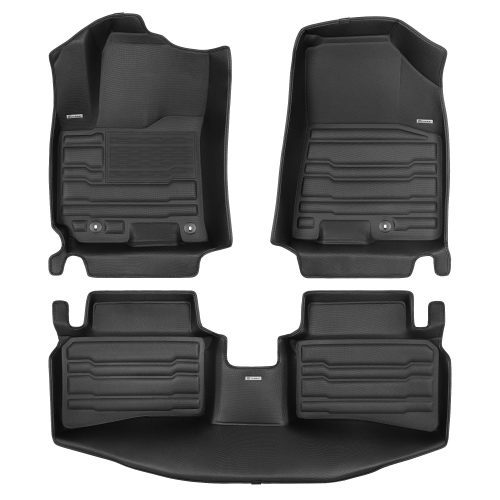 A set of black TuxMat car floor mats for Hyundai Venue models.