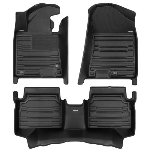 A set of black TuxMat car floor mats for Hyundai Sonata models.