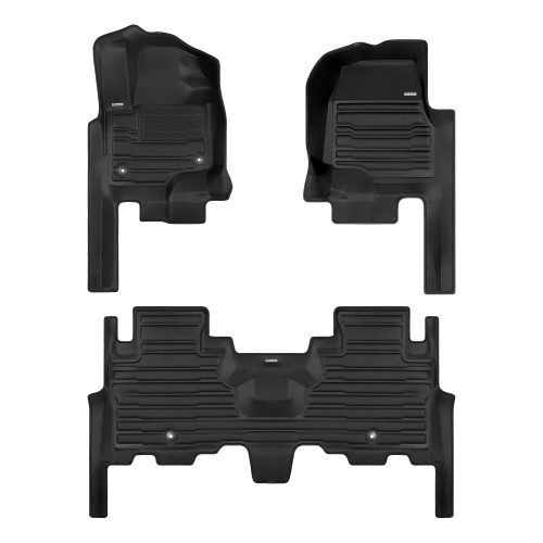 A set of black TuxMat car floor mats for Ford Expedition models.