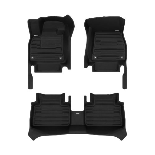 A set of black TuxMat car floor mats for Audi e-tron models.