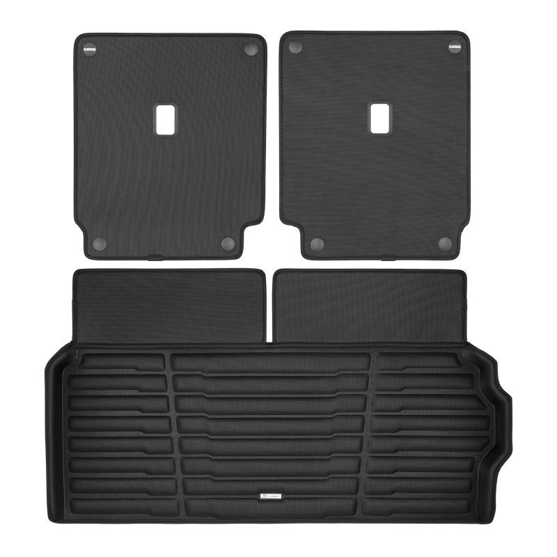 A set of black TuxMat trunk mats for BMW X7 models.