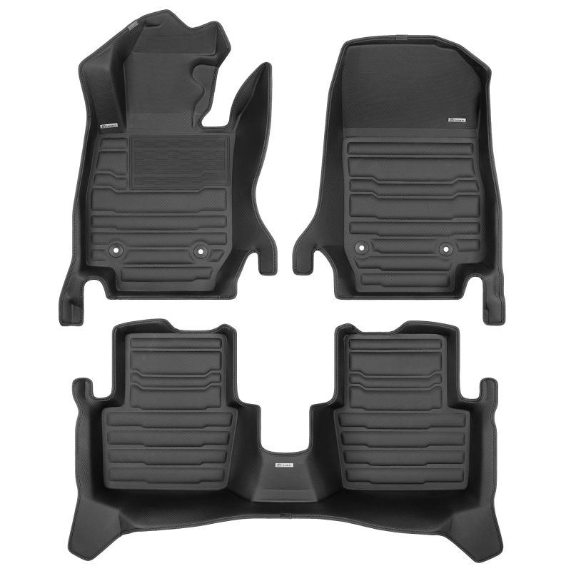 A set of black TuxMat car floor mats for Mazda CX-3 models.