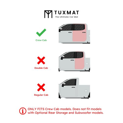 8575 OnlyfitsCrewCabmodels.DoesnotfitmodelswithOptionalRearStorageandSubwoofermodel