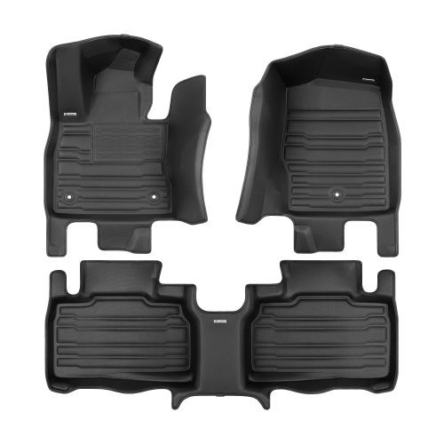 A set of black TuxMat car floor mats for Ford Explorer models.