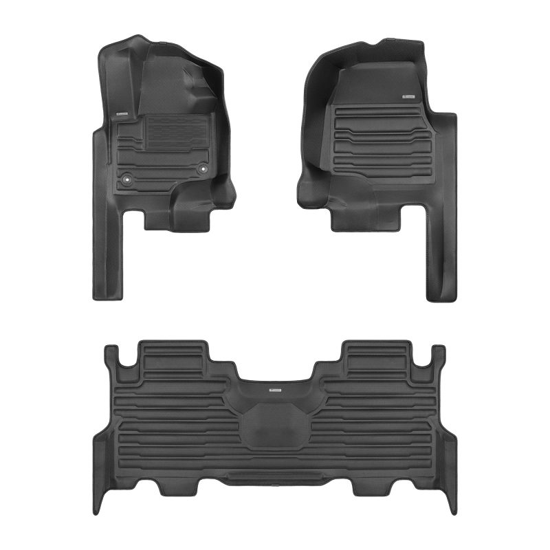 A set of black TuxMat car floor mats for Ford Expedition models.