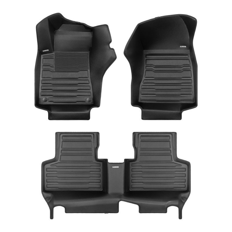 A set of black TuxMat car floor mats for Mercedes-Benz GLB models.