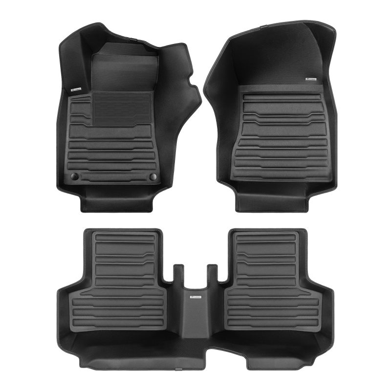 A set of black TuxMat car floor mats for Mercedes-Benz GLA models.