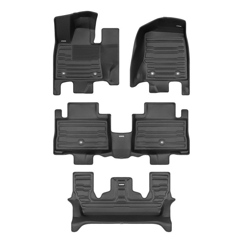 A set of black TuxMat car floor mats for Lincoln Aviator models.