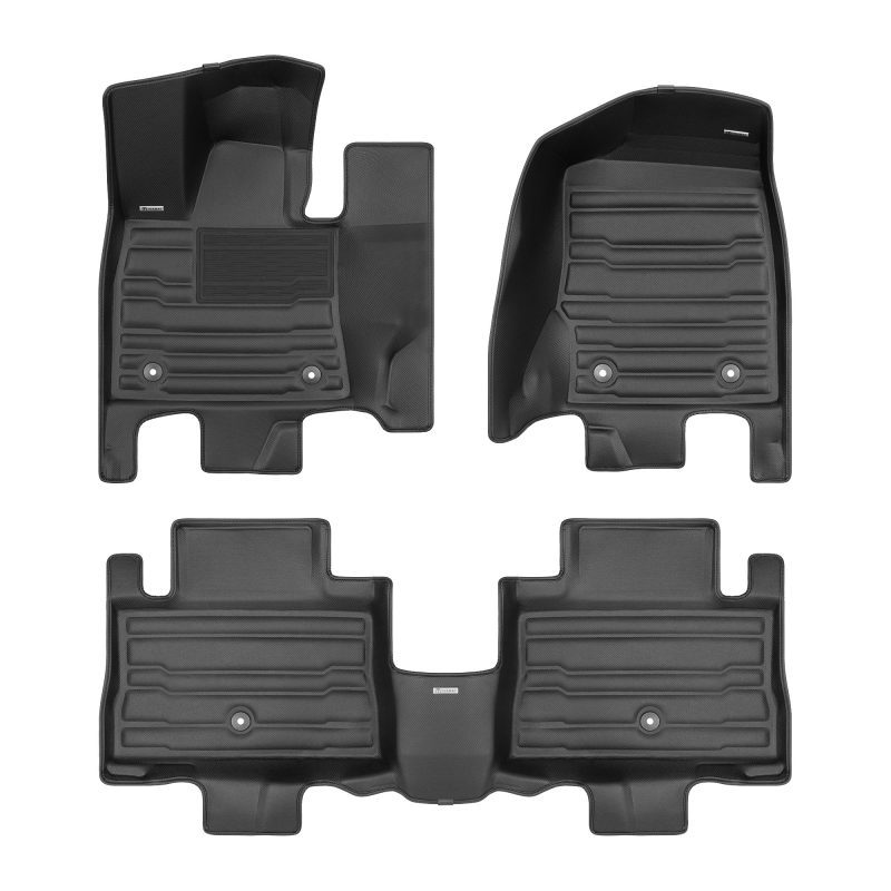 A set of black TuxMat car floor mats for Lincoln Aviator models.