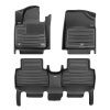 A set of black TuxMat car floor mats for Hyundai Santa Fe models.