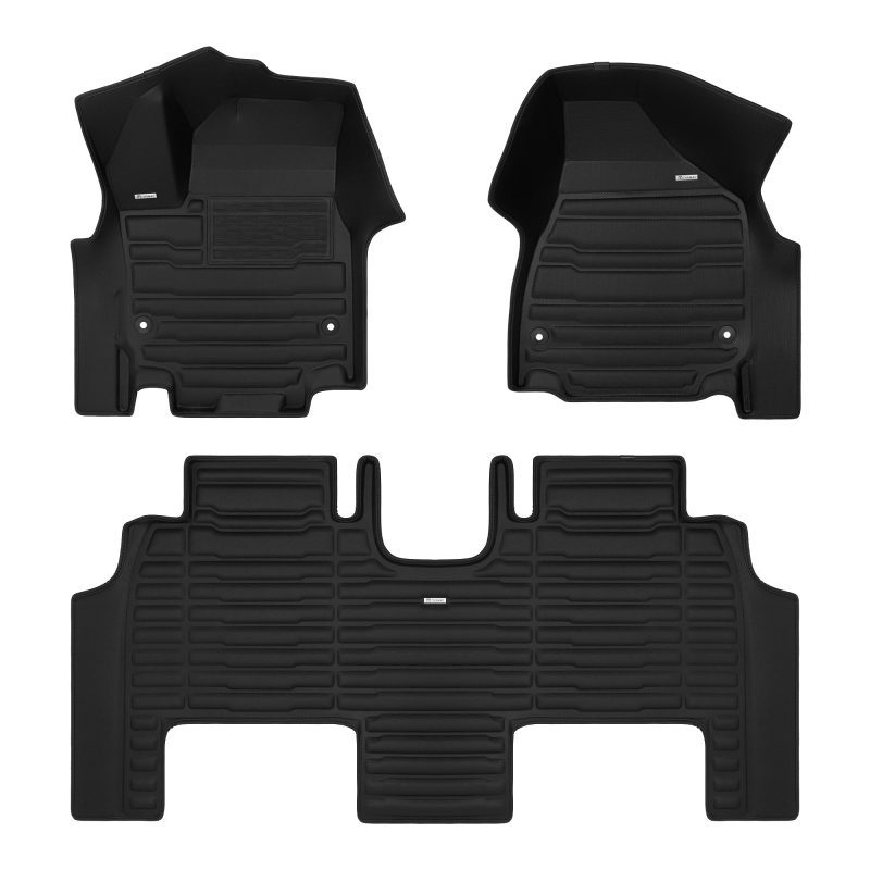 A set of black TuxMat car floor mats for Chrysler Pacifica models.