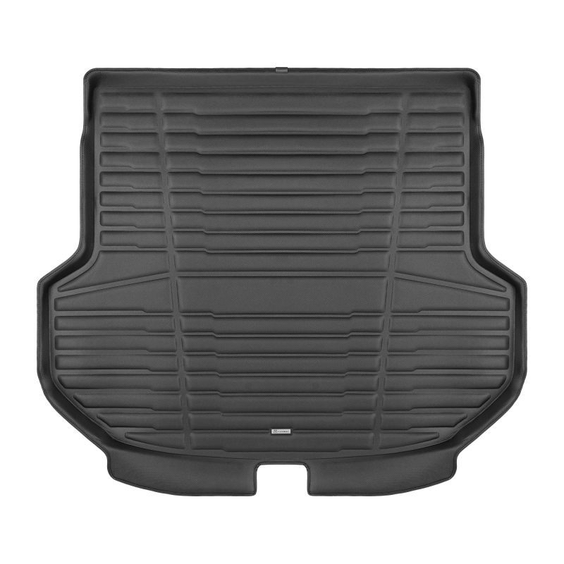 A set of black TuxMat trunk mats for Hyundai Santa Fe models.