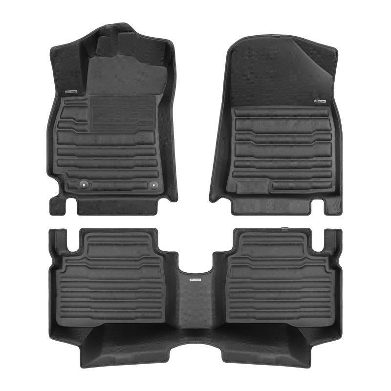 A set of black TuxMat car floor mats for Hyundai Elantra models.