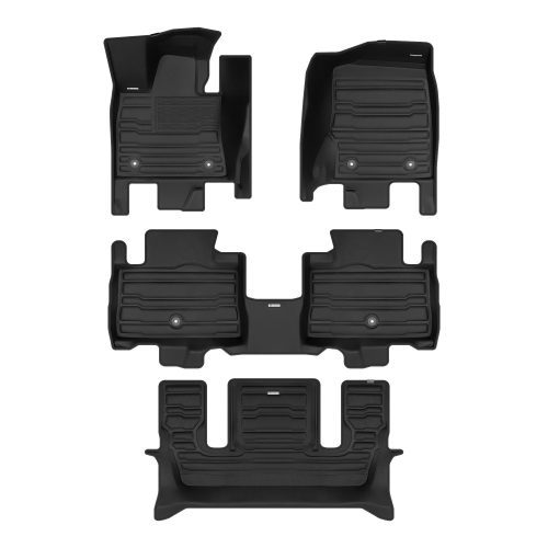 A set of black TuxMat car floor mats for Lincoln Aviator models.