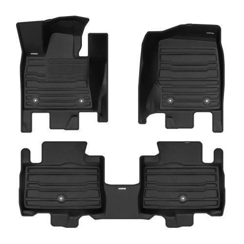 A set of black TuxMat car floor mats for Lincoln Aviator models.