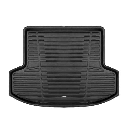 A set of black TuxMat trunk mats for Nissan Versa models.