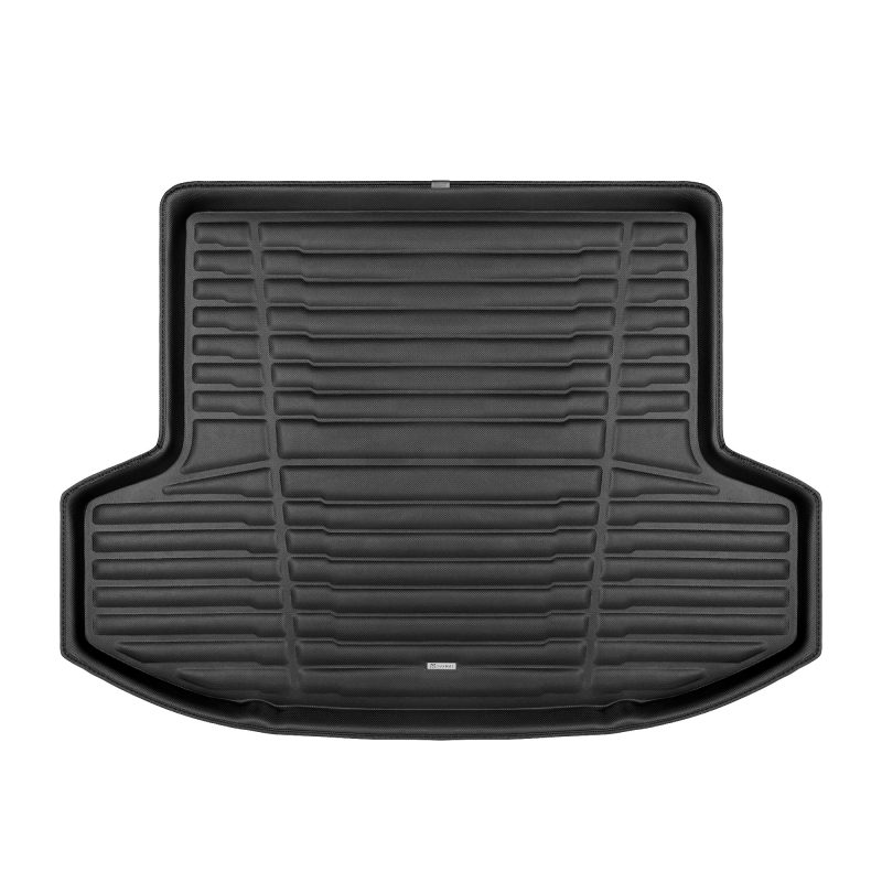 A set of black TuxMat trunk mats for Nissan Versa models.