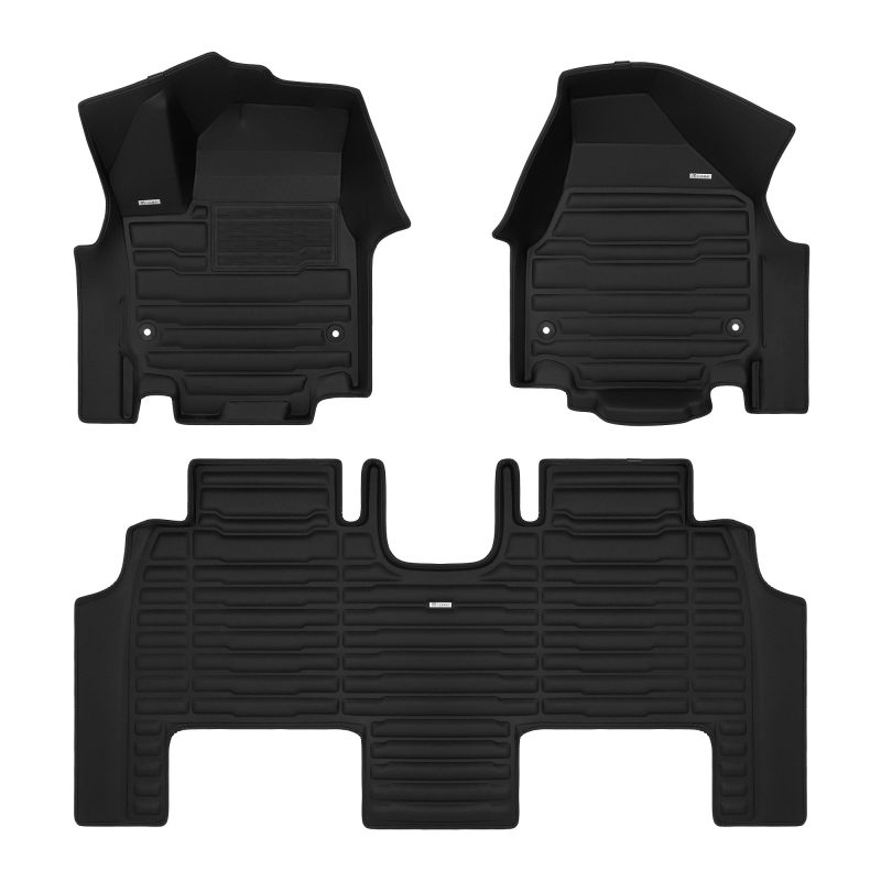 A set of black TuxMat car floor mats for Chrysler Pacifica models.