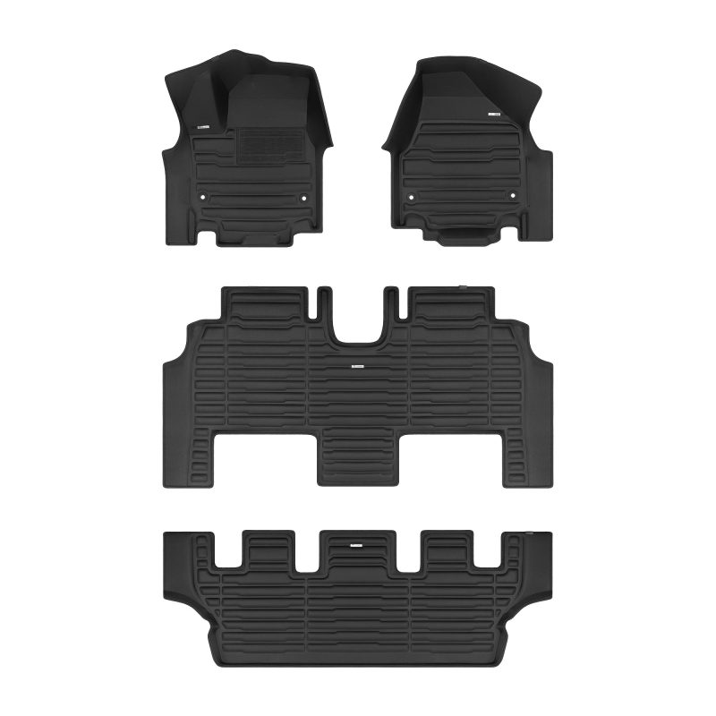 A set of black TuxMat car floor mats for Chrysler Pacifica models.