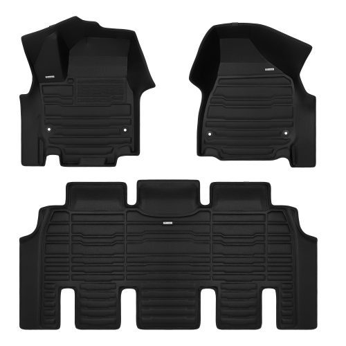 A set of black TuxMat car floor mats for Chrysler Pacifica models.